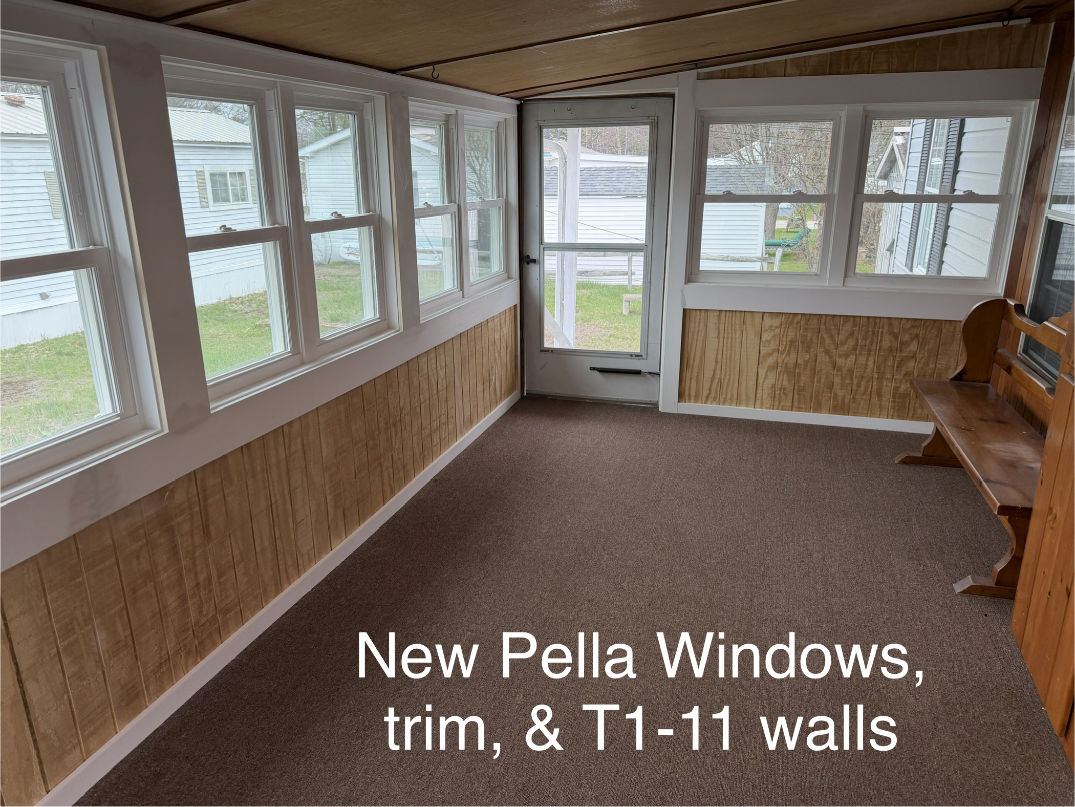Pella window installation sunroom interior NH