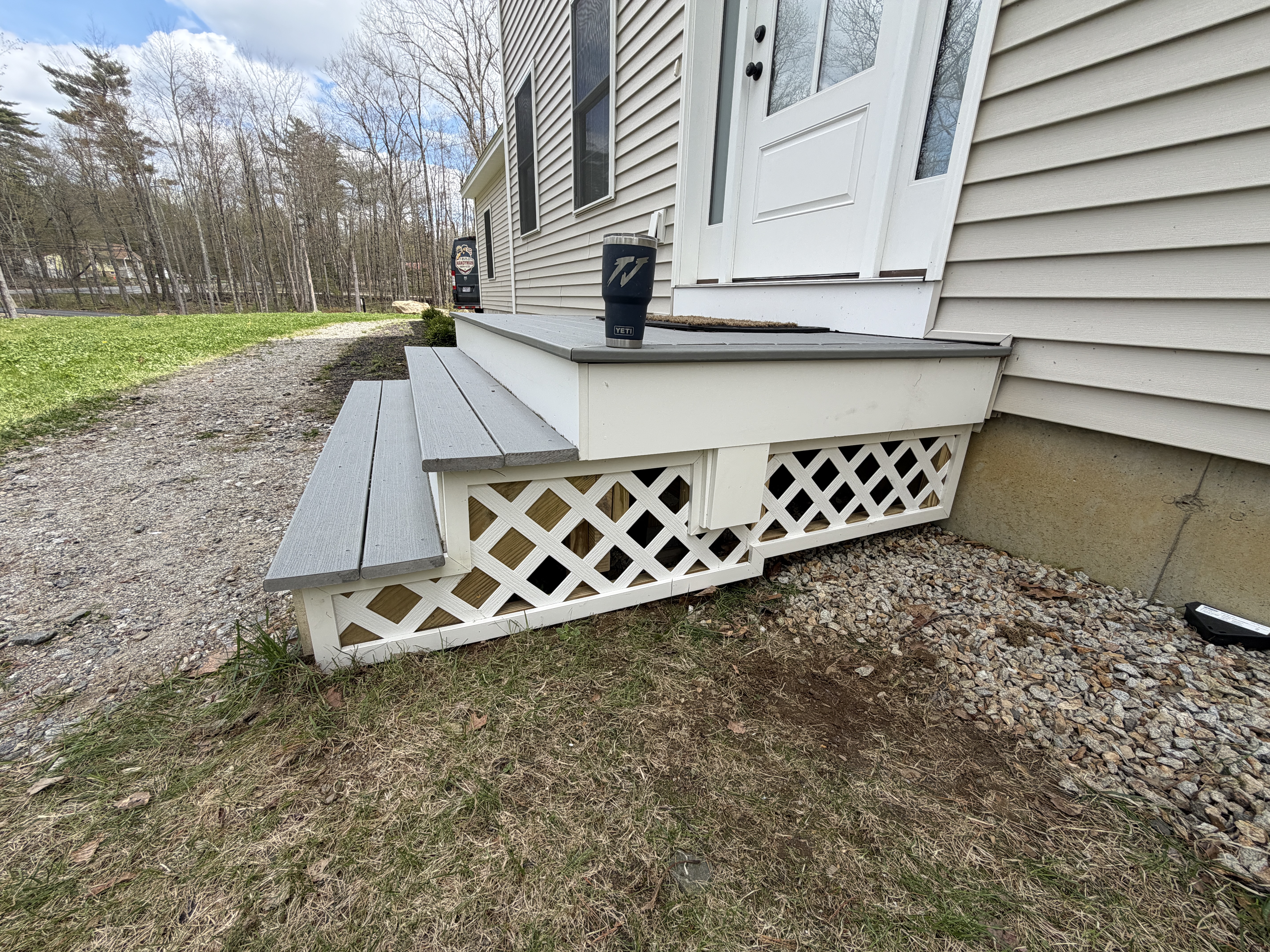Composite deck steps and landing second angle NH